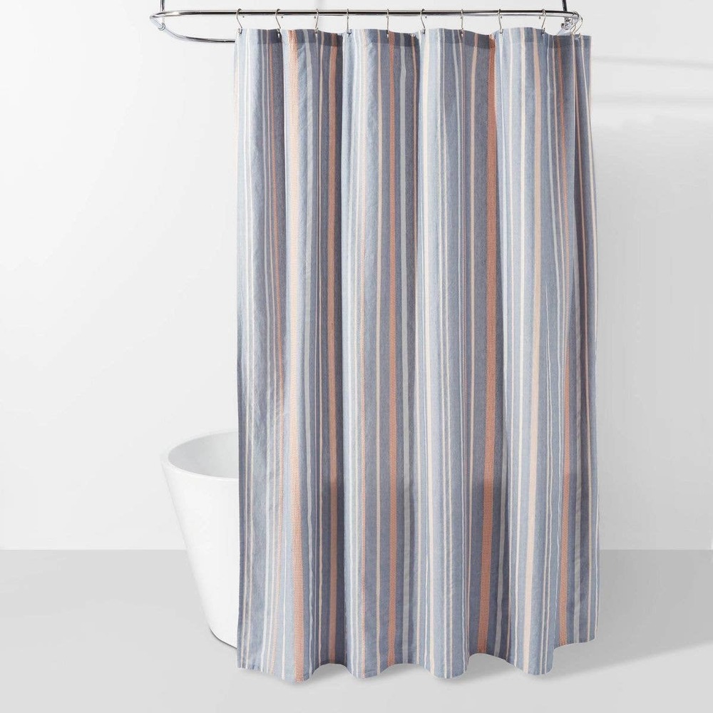 Seersucker Waffle Shower Curtain Blue - Threshold